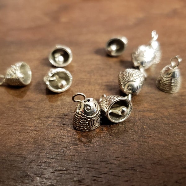 Double Sided Fish Charms | Fish Head Bell Charms (decorative) | 13.5x8mm Fish Head Charms | 2mm Hole | Jewelry Making Supplies