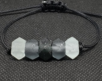 Ombre Glass Bracelet | African Recycled Sea Glass | Adjustable Paracord Bracelet | Recycled Glass Bracelet | Beaded Rope Bracelet