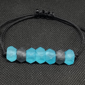 Blue Gray Glass Bracelet | African Recycled Sea Glass | Adjustable Paracord Bracelet | Recycled Glass Bracelet | Beaded Rope Bracelet