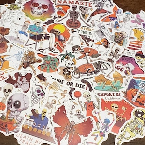 50 Skeleton Stickers | Vinyl Skeleton Decals | Skull Stickers | Halloween Stickers | Skeleton Party Favors | Skeleton Crafts