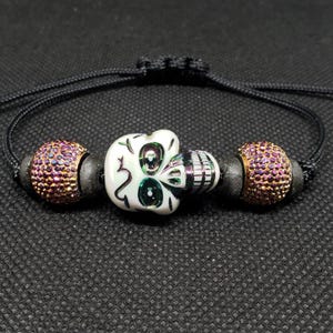 Skull Bracelet | Adjustable Paracord Bracelet | Gothic Bracelet | Skeleton Bracelet | Halloween Jewelry | Skull Gifts | Skull Gift for Her