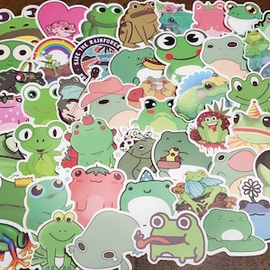 50 Frog Themed Stickers | Vinyl Frog Decals | Frog Sticker Pack | Frog Party Favors | Assorted Frog Stickers | Cute Stickers | Frog Gifts