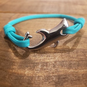 Stainless Steel Shark Bracelet | Adjustable Paracord Bracelet | Shark Jewelry | Shark Gift Idea | Mens Bracelet | Nautical Jewelry