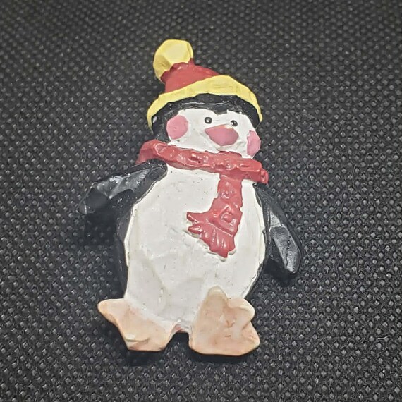Vintage Penguin Brooch Pin | Penguin in Hat and Scarf | Penguin Jewelry | Penguin Themed Gift | Stocking Stuffer | Christmas Holiday Jewelry