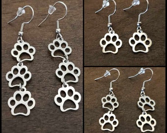 Stainless Steel Dog Paw Earrings | Hypoallergenic Earring Hooks | Paw Print Earrings | Canine Earrings | Dog Earrings | Dog Jewelry