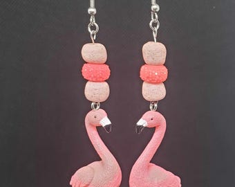 Flamingo Dangle Earrings | Stainless Steel Hooks | Pink Flamingo Jewelry | Animal Earrings | Flamingo Gifts | Bird Jewelry | Summer Jewelry