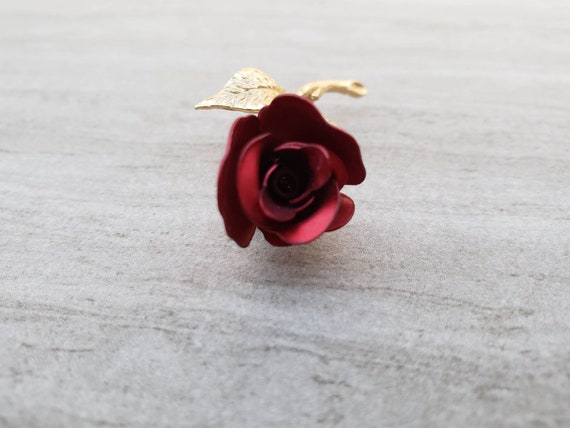 Vintage Rose Brooch | Rose Pin | Vintage Floral P… - image 3