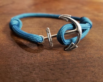 Anchor Bracelet | Adjustable Paracord Bracelet | Antique Silver Finish Anchor Bracelet | Charm Bracelet | Anchor Jewelry | Mens Bracelet