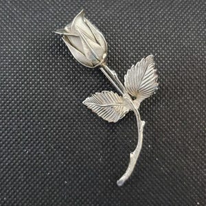 Vintage Metal Rose Flower Brooch Pin | Vintage Flower Jewelry | Silver Tone Metal Rose Pin | Metal Floral Pin | Vintage Rose Gifts For Her