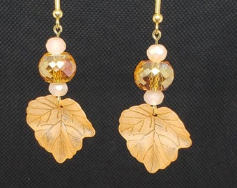 Orange Leaf Earrings | Stainless Steel Hooks | Leaf Jewelry | Leaf Gifts for Her | Fall Leaf Earrings | Leaf Dangle Earrings | Plant Jewelry