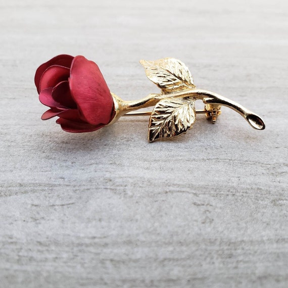 Vintage Rose Brooch | Rose Pin | Vintage Floral P… - image 1