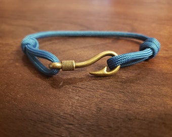Bronze Fish Hook Bracelet | Adjustable Paracord Bracelet | Fisherman Gifts | Mens Hook Bracelets | Nautical Jewelry | Fish Hook Gifts