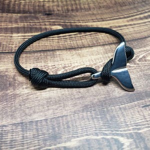 Stainless Steel Whale Tail Bracelet | Adjustable Paracord Bracelet | Whale Rope Bracelet | Nautical Whale Jewelry | Nautical Bracelet