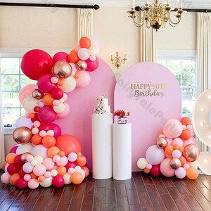 146 pezzi Kit ghirlanda palloncini compleanno rosa caldo arancione arco palloncino giallo corallo oro rosa baby shower matrimonio decorazioni per addio al nubilato