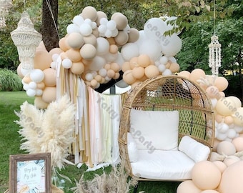 151pcs Baby Shower Cream Balloons Garland Arch Kit Double Apricot White Globos Birthday Mama to be Party Decorations Peach Ballon Supplies