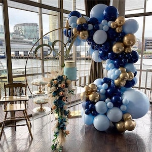 DIY 115pcs Blue Balloons Garland Arch Kit Navy Blue Gold Balloon For Baby Bridal Shower Birthday Wedding Party Decoration Balloons Supplies