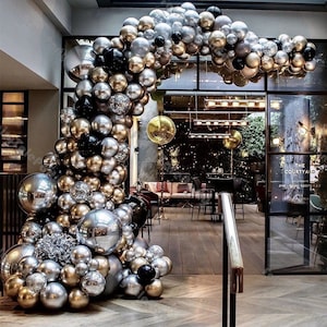 192 pezzi Palloncino Ghirlanda Arco Palloncini Neri Kit Cromo Champagne Oro Argento 4D Foil Globos Matrimonio Baby Shower Buon Compleanno Festa Decorazione