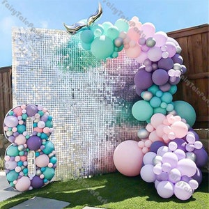 144pcs Pastel Balloons Garland Maca Purple Pink Balloon Arch Kit Little Mermaid Birthday Party Wedding Princess Baby Shower Decor Supplies