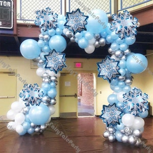 Kit ghirlanda di palloncini per feste a tema neve e ghiaccio, fiocco di neve, palloncini in alluminio per bambini, compleanno, baby shower, forniture Globos, 9 piedi/16 piedi