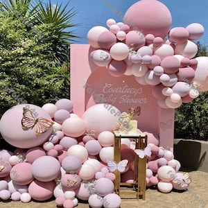 Ins 109/174pcs Pink Balloon Arch Baby Shower Decorations Kids Girl Hot Pink Balloons Garland Kit Soft Pink Globos Birthday Party Backdrops