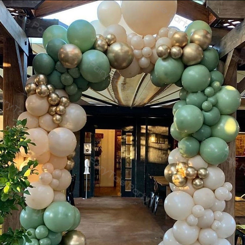 Wedding Balloons Garland Arch Sage Green Double Cream Peach | Etsy