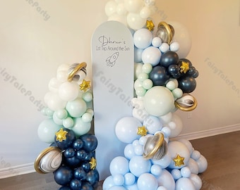 156pcs Space Astronaut Balloon Garland Kit Outer Space Balloon Arch Moon Star Balloons for Kids Baby Shower Galaxy Themed Party Boy Birthday
