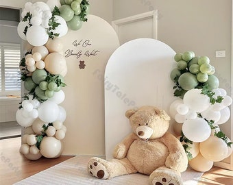 109 st. dammgröna naturliga sandvita ballonger girlang set eukalyptus ballongbåge bröllop bruddekorationer babyshower födelsedagstillbehör