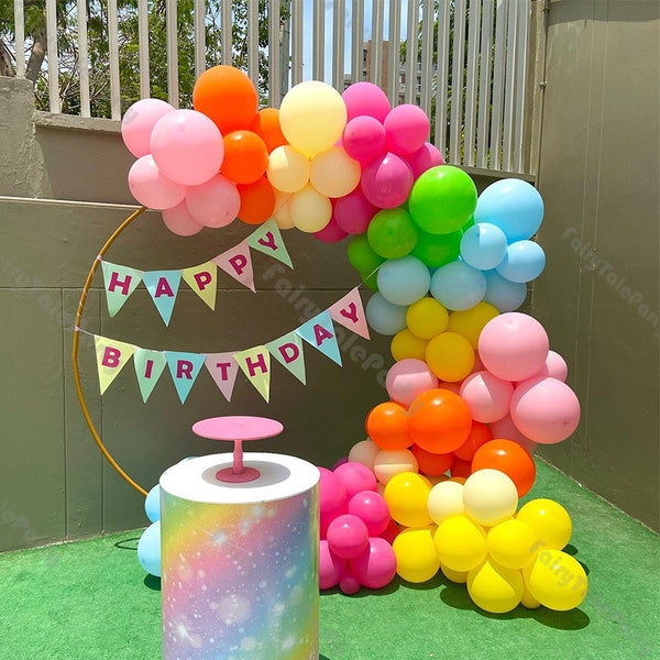 95 Stück Neon Geburtstagsparty Ballon Girlande Set Mädchen Shower Pastell Luftballons Bogen Kinder BabyParty Hochzeit Brautparty Regenbogen Ballon Dekor