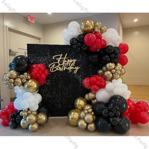 Kit ghirlanda di palloncini neri e oro opachi da 151/203 pezzi, arco di palloncini rossi e bianchi per compleanno, matrimonio, baby shower, addio al nubilato, battesimo, decorazioni