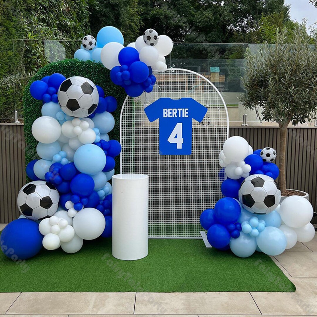 149pcs Blue Balloon Arch Kit 4D Foil Football Matte White Balloons ...