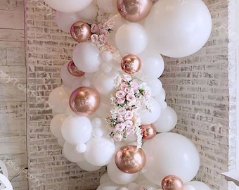 Kubert 144pc Balloon Arch Kit - Matte White, Cream Peach, Dusty Pink & Rose Gold For Weddings & Baby Showers