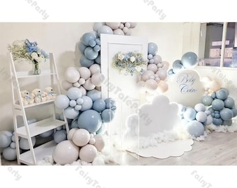 141 stuks lichtblauwe doe-het-zelf decoratieve ballonnen, dubbellaagse ballonslingerset, decor evenement achtergrond, vrijgezellenfeest, jubileum, bruiloft