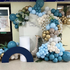 162 pezzi Safari Animal Print Palloncino Ghirlanda Set Giungla Compleanno Palloncino Arco Wild One Blue Boy Baby Shower Battesimo Battesimo Decor Supplies