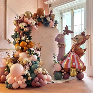 154 pezzi Kit arco ghirlanda palloncini per feste a tema animali della foresta del bosco Palloncini in terracotta blu ardesia arancione bruciato Forniture per rivelazione del sesso del bambino