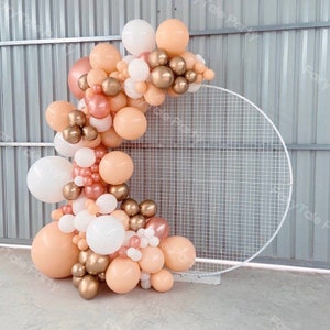 Ghirlanda di palloncini color crema e pesca, 133 pezzi, palloncini bianchi e rosa, arco cromato in rame, baby shower, festa di compleanno, addio al nubilato, decorazioni per matrimoni