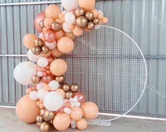 Guirnalda de globos color crema y melocotón (133 piezas), arco de globos color rosa blanco y rubor, decoración cromada y cobriza para baby shower, cumpleaños, despedida de soltera y boda.