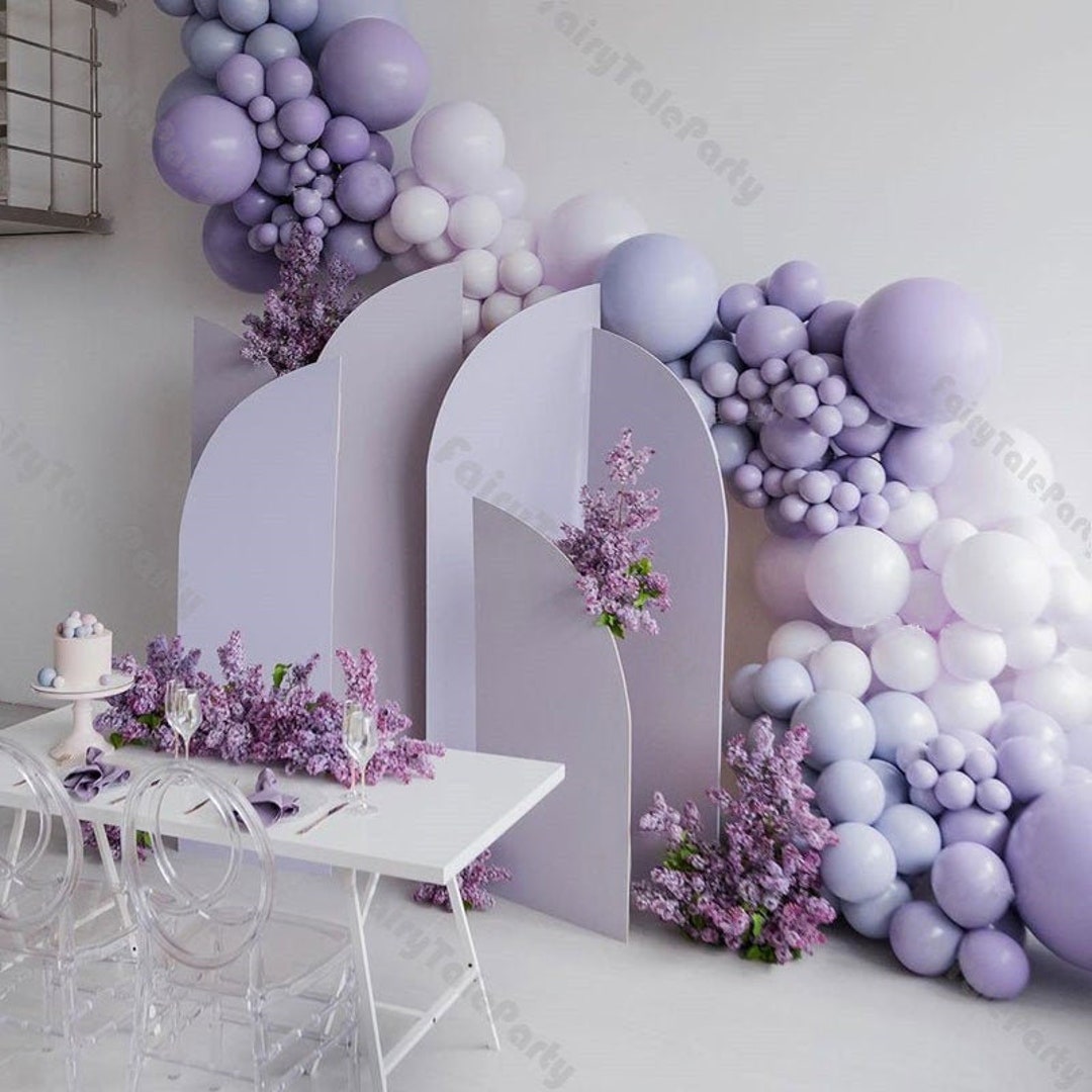 Purple Balloon Guirlande Kit Lavande Violet Lilas Argent Latex Blanc  Ballons Confettis Ballons 3d Papillon Pour Engagement Baby Shower Fête