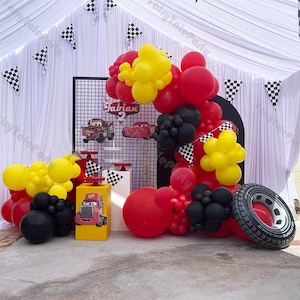 Decoraciones de fiesta de coches de carreras para niño, globos de