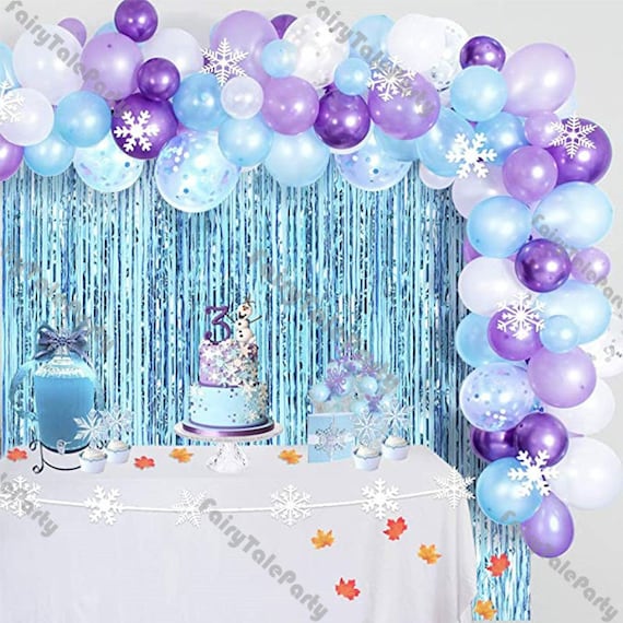 Blue Purple Snowflake Balloon Garland Arch Kit Confetti Latex Balloons pour  Enfants Birthday Frozen Theme Party Supplies Décoration 97 / 110pcs -   France
