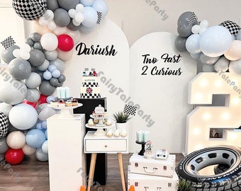 12 Palloncini A Tema Corsa Per Compleanno Ragazzi - Set Con Auto Da Corsa, Pneumatici, Griglia E Strisce, In Alluminio, Multicolore - 2