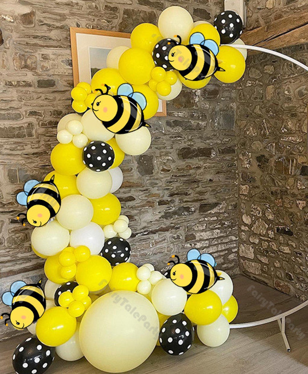 122pcs Bee Theme Party 12Inch Yellow Dot Arch Balloon Garland Kit