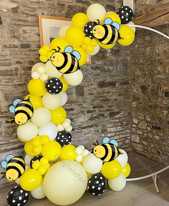 Tinoaly 9 Palloncini a Forma di Ape, Gialli Neri Carini con Sorriso Miele Bombo Decorazioni ad Arco in Poliestere Feste di Compleanno e Baby Shower per Bambini e Adulti
