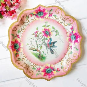 Stoviglie monouso Celadon Tovaglioli e bicchieri blu Piatti di carta / Piatti di carta in stile vintage / Articoli per feste di anniversario di matrimonio