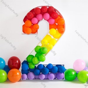 73/100cm Mosaico Numero 0-9 Palloncino Riempimento Box Fai da te Compleanno Palloncino Numero Cornice Stand Baby Shower Decorazioni per feste di compleanno