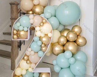 PRE-CUT Mosaic Number Balloon Frame 0-9 Foam Board Balloons Template Giant Frame Box Baby Shower Birthday Party Gender Reveal Decorations