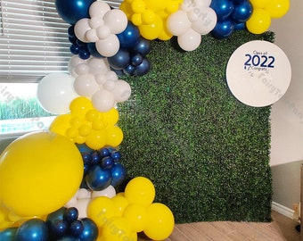 132 szt. granatowe girlandy balonowe, żółte, białe, lateksowe, łukowe, baner, dekoracja na przyjęcie urodzinowe, baby shower, materiały