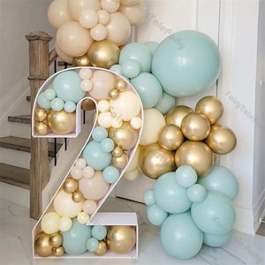 Marco de globos con números de mosaico PRECORTADOS, plantilla de globos de cartón espuma del 0 al 9, caja de marco gigante, decoraciones para baby shower, fiesta de cumpleaños y revelación de género