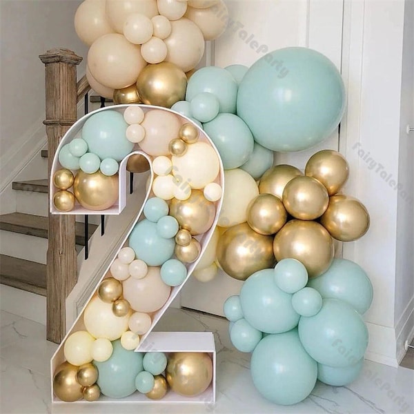 PRE-CUT Mosaic Number Balloon Frame 0-9 Foam Board Balloons Template Giant Frame Box Baby Shower Birthday Party Gender Reveal Decorations