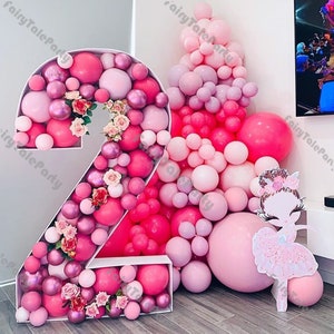 Grande 100cm Mosaico Número Marco Soporte Globo Flores Relleno KT Box DIY Cumpleaños Baby Shower Party Decoración Adulto Aniversario