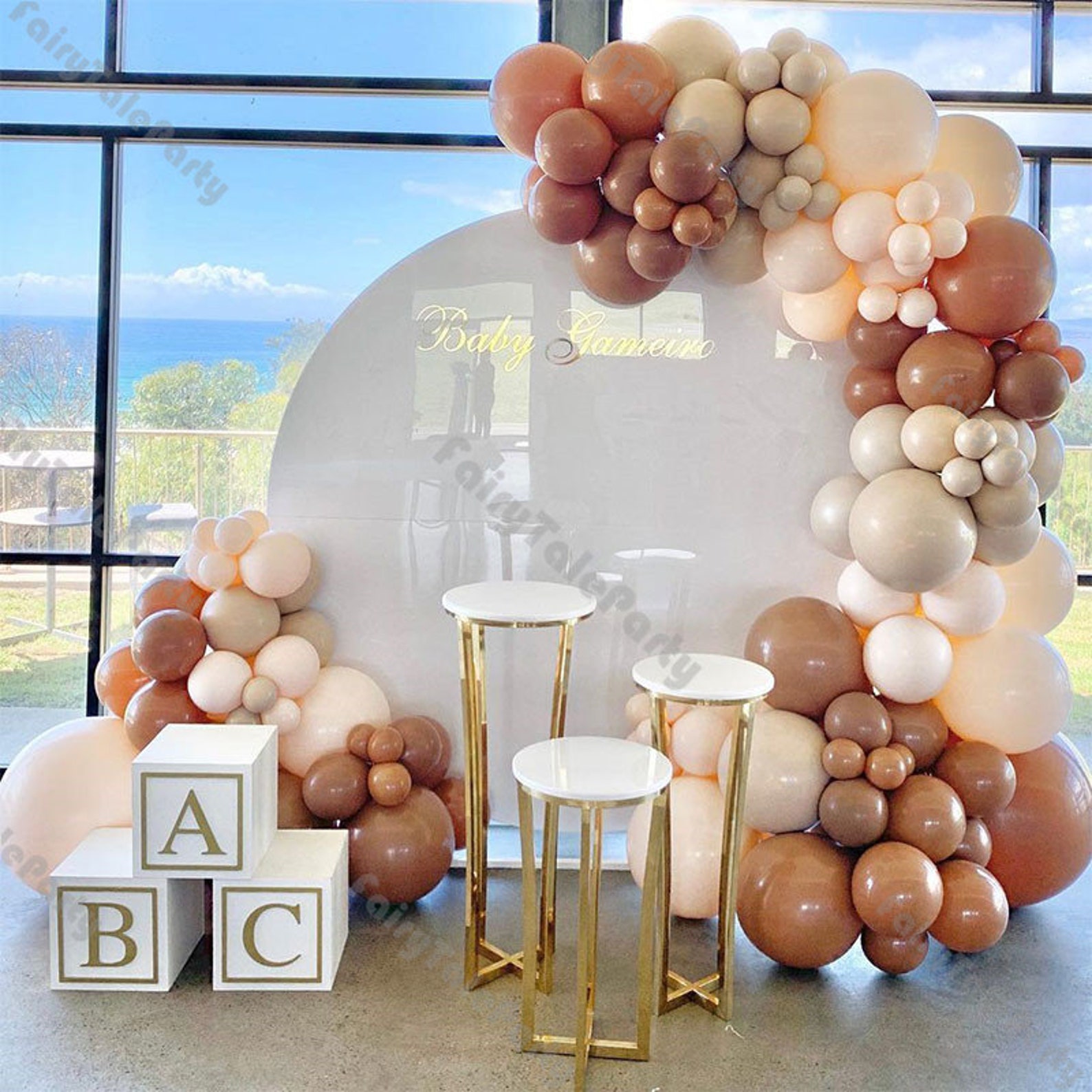 137pcs Brown Balloons Garland Arch Cocoa Double Blush Apricot Etsy